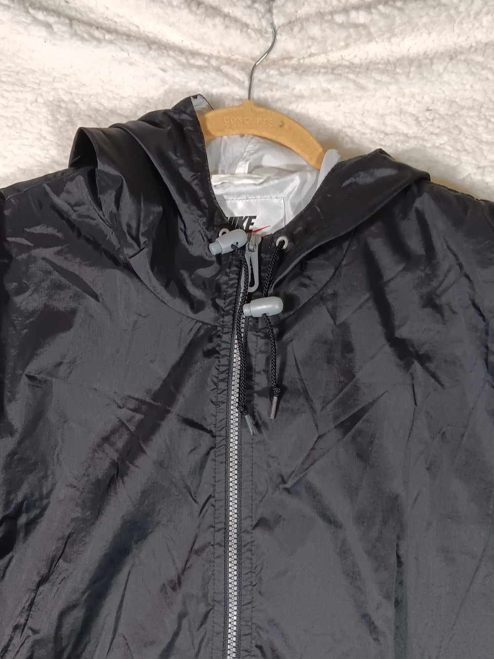 Vintage 90s Nike Jacket Mens XL Black 1/2 Zip Pullover Lined Center Swoosh Wind - Picture 4 of 13